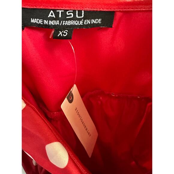 Anthropologie Atsu Bow Red White Polka Dot Maxi Dress XS NEW NWT! - Picture 7 of 7